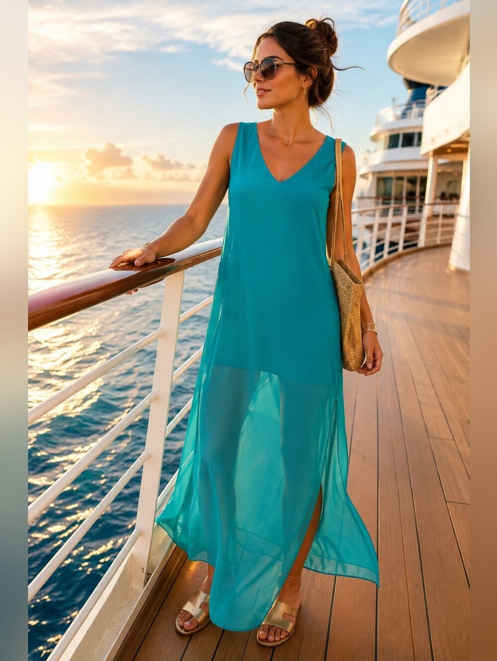 Gianni Bini Cierra Jade Maxi Dress NWT Size 0 Sleeveless V-Neck Resort Vacation